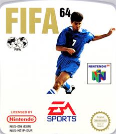 Top of cartridge artwork for FIFA 64 on the Nintendo N64.