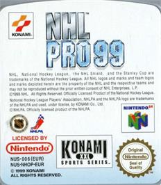 Top of cartridge artwork for NHL Pro 99 on the Nintendo N64.