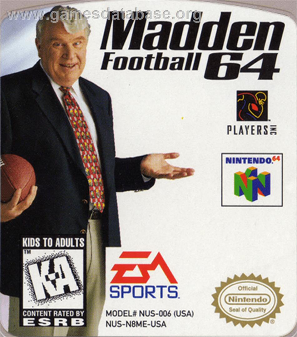 Madden Football 64 - Nintendo N64 - Artwork - Cartridge Top