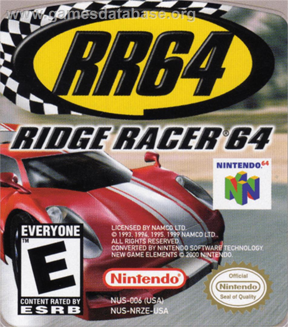 Ridge Racer 64 - Nintendo N64 - Artwork - Cartridge Top