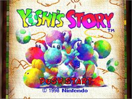 Title screen of Yoshi Story on the Nintendo N64.