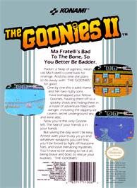 Box back cover for Goonies 2 on the Nintendo NES.