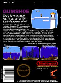 Box back cover for Gumshoe on the Nintendo NES.