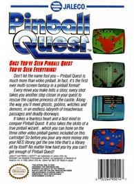 Box back cover for Pinball Quest on the Nintendo NES.