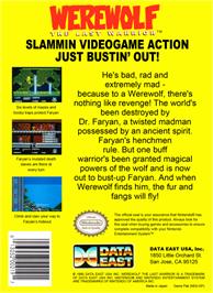 Box back cover for Werewolf: The Last Warrior on the Nintendo NES.