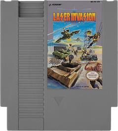 Cartridge artwork for Laser Invasion on the Nintendo NES.