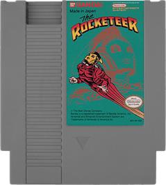 Cartridge artwork for Rocketeer on the Nintendo NES.