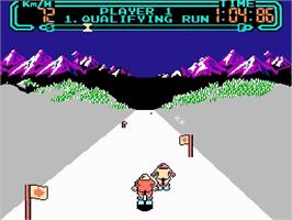 In game image of Slalom on the Nintendo NES.