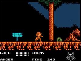 In game image of Werewolf: The Last Warrior on the Nintendo NES.