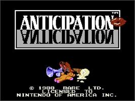 Title screen of Anticipation on the Nintendo NES.