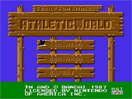 Title screen of Athletic World on the Nintendo NES.