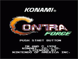 Title screen of Contra Force on the Nintendo NES.