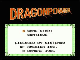 Title screen of Dragon Power on the Nintendo NES.