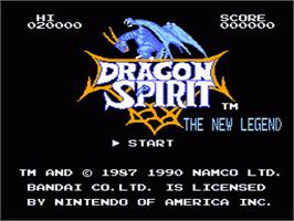 Title screen of Dragon Spirit on the Nintendo NES.