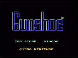 Title screen of Gumshoe on the Nintendo NES.