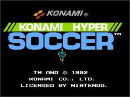 Title screen of Konami Hyper Soccer on the Nintendo NES.