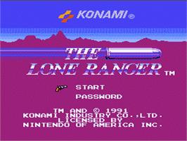 Title screen of Lone Ranger on the Nintendo NES.