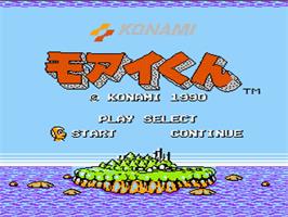 Title screen of Moai Kun on the Nintendo NES.