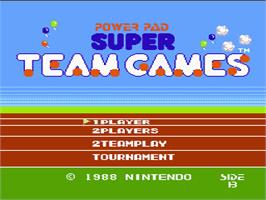 Title screen of Super Team Games on the Nintendo NES.