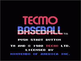 Title screen of Tecmo Baseball on the Nintendo NES.