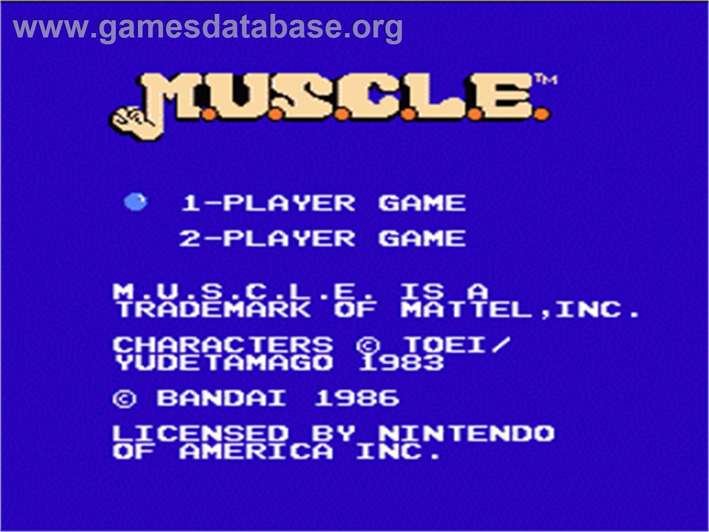 M.U.S.C.L.E: Tag Team Match - Nintendo NES - Artwork - Title Screen