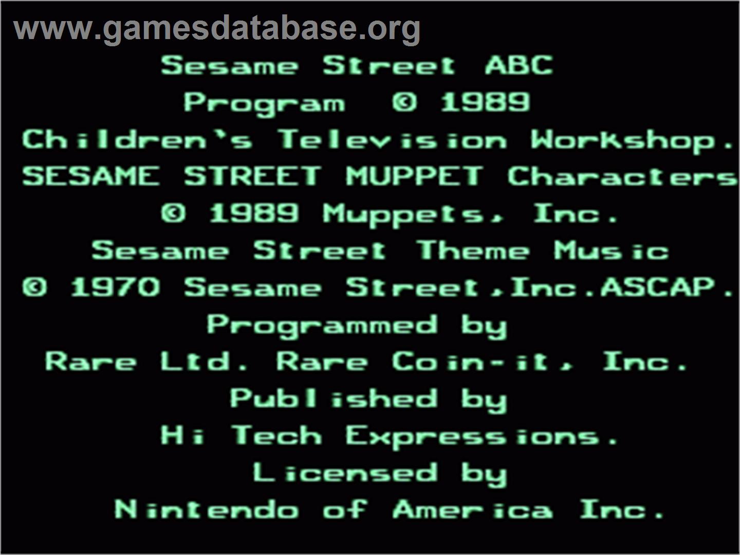 Sesame Street A B C - Nintendo NES - Artwork - Title Screen