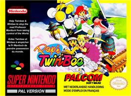 Box cover for Pop'n Twinbee on the Nintendo SNES.