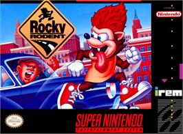 Box cover for Rocky Rodent on the Nintendo SNES.