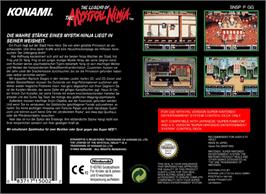 Box back cover for The Legend of the Mystical Ninja on the Nintendo SNES.