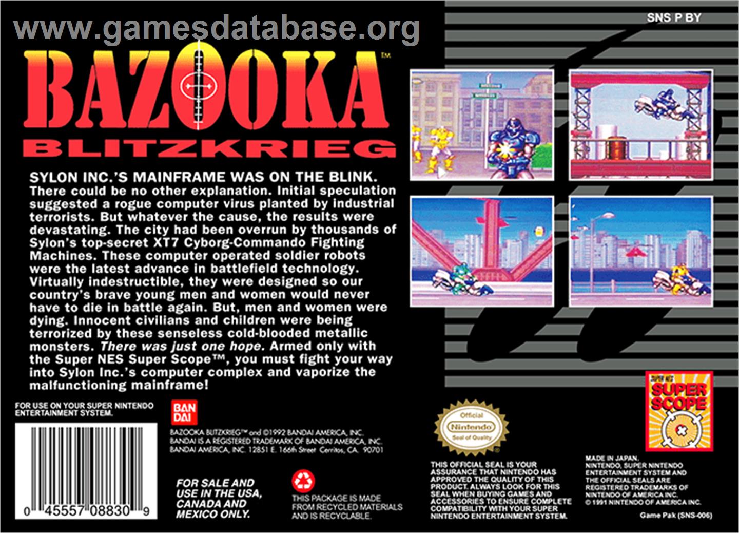 Bazooka Blitzkrieg - Nintendo SNES - Artwork - Box Back