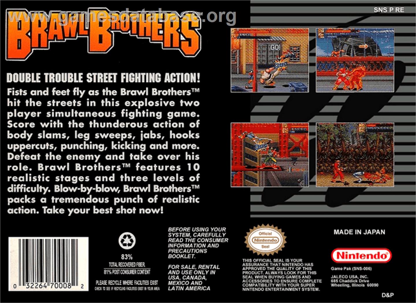 Brawl Brothers - Nintendo SNES - Artwork - Box Back