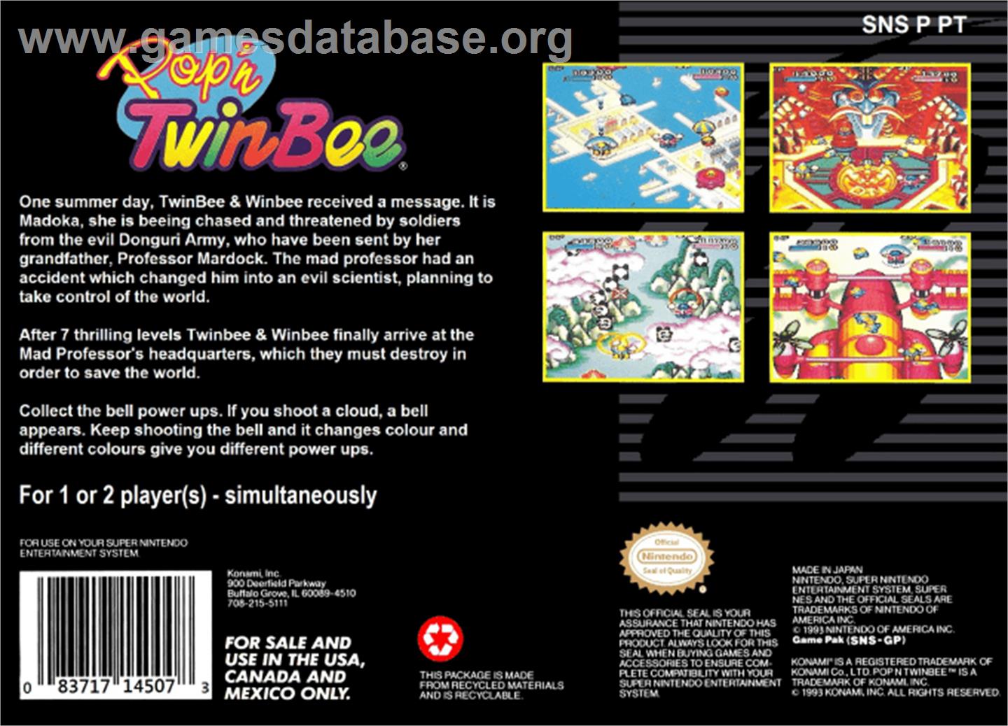 Pop'n Twinbee - Nintendo SNES - Artwork - Box Back