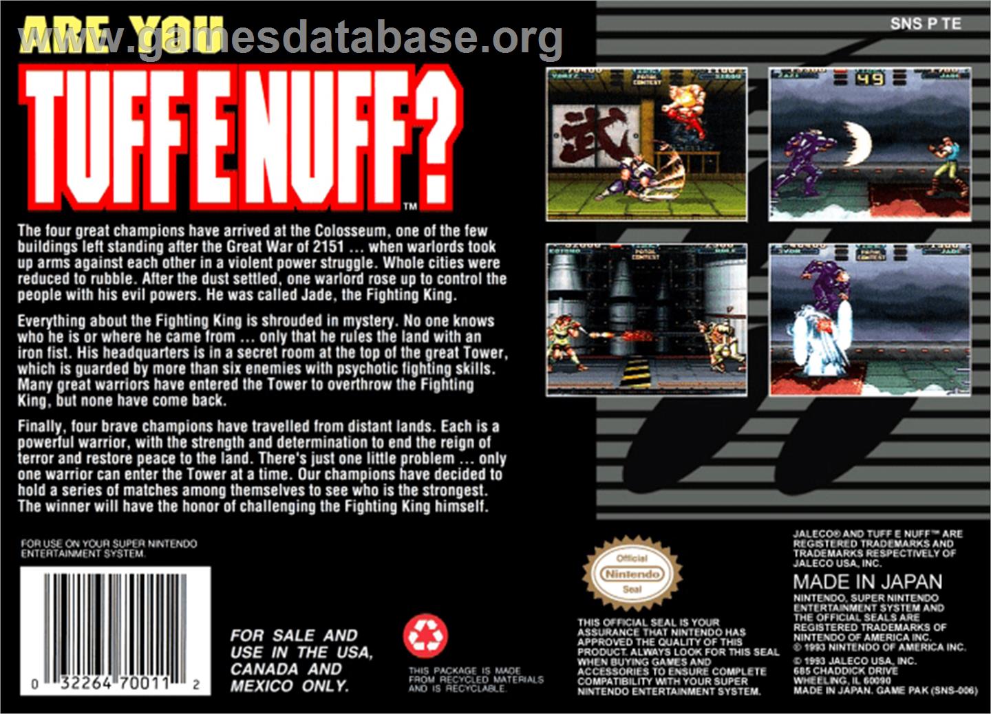 Tuff E Nuff - Nintendo SNES - Artwork - Box Back