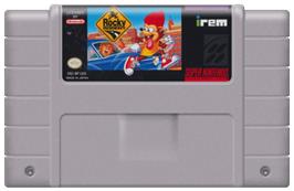 Cartridge artwork for Rocky Rodent on the Nintendo SNES.