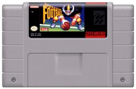 Cartridge artwork for Super Play Action Football on the Nintendo SNES.