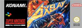 Top of cartridge artwork for Axelay on the Nintendo SNES.