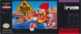 Top of cartridge artwork for Rocky Rodent on the Nintendo SNES.