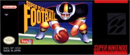 Top of cartridge artwork for Super Play Action Football on the Nintendo SNES.