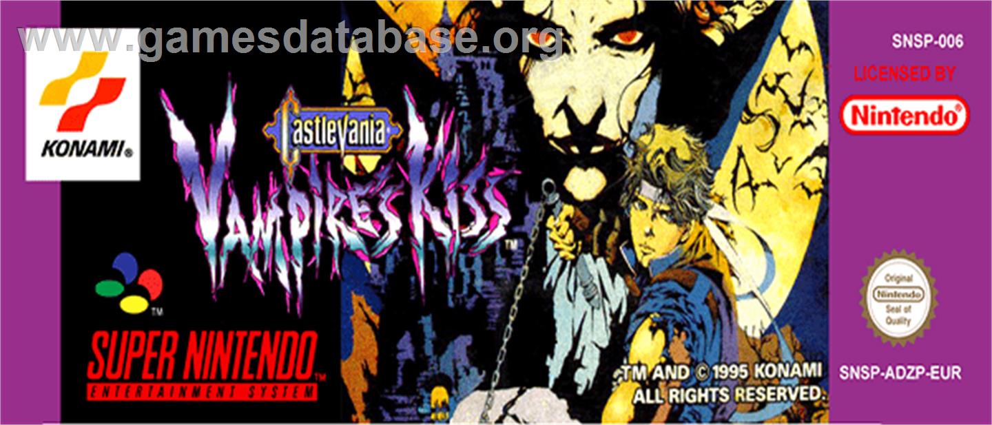 Castlevania: Vampire's Kiss - Nintendo SNES - Artwork - Cartridge Top