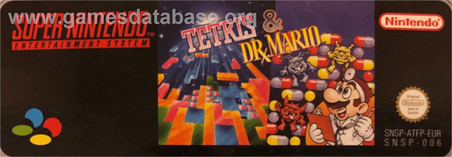 Tetris & Dr. Mario - Nintendo SNES - Artwork - Cartridge Top