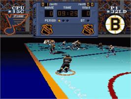 In game image of NHL Stanley Cup on the Nintendo SNES.