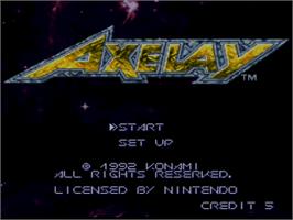 Title screen of Axelay on the Nintendo SNES.