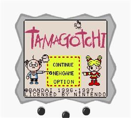 Title screen of Tamagotchi on the Nintendo Super Gameboy.