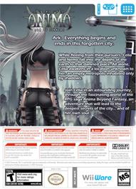 Box back cover for ANIMA - Ark of Sinners on the Nintendo WiiWare.