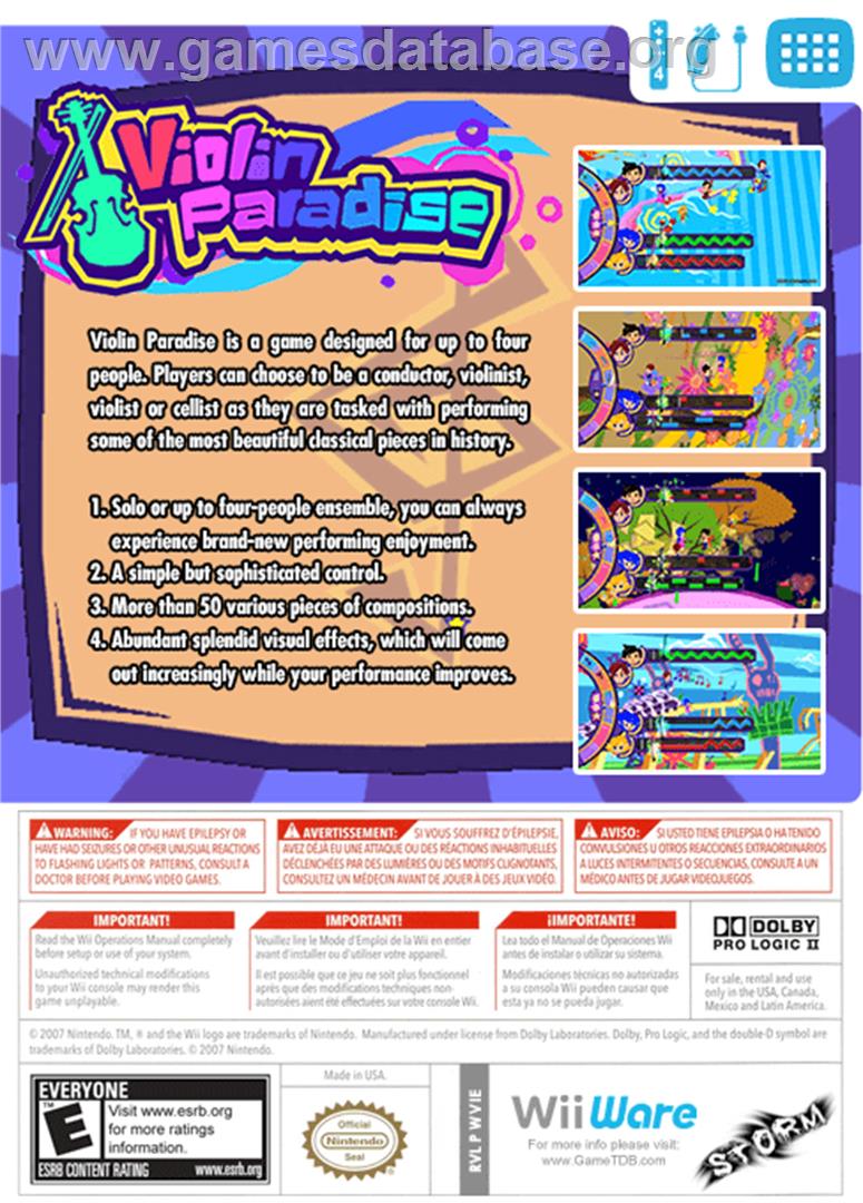 Violin Paradise - Nintendo WiiWare - Artwork - Box Back