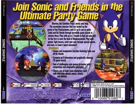 Box back cover for Sonic Shuffle on the Sega Dreamcast.