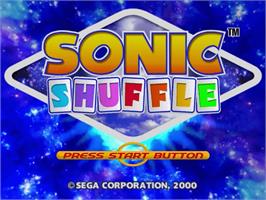 Title screen of Sonic Shuffle on the Sega Dreamcast.