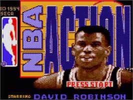 Title screen of NBA Action starring David Robinson on the Sega Game Gear.
