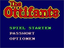 Title screen of Ottifants on the Sega Game Gear.