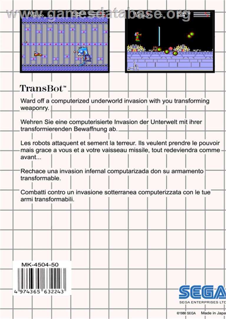 TransBot - Sega Master System - Artwork - Box Back